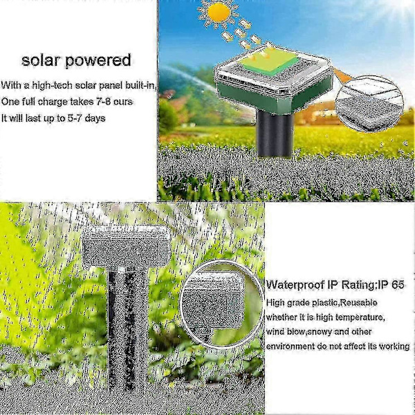 4 st Solar Ormskrämmare för Utomhusbruk, Ultraljuds Solar Ormskrämmare, Ormskrämmare för Utomhusbruk
