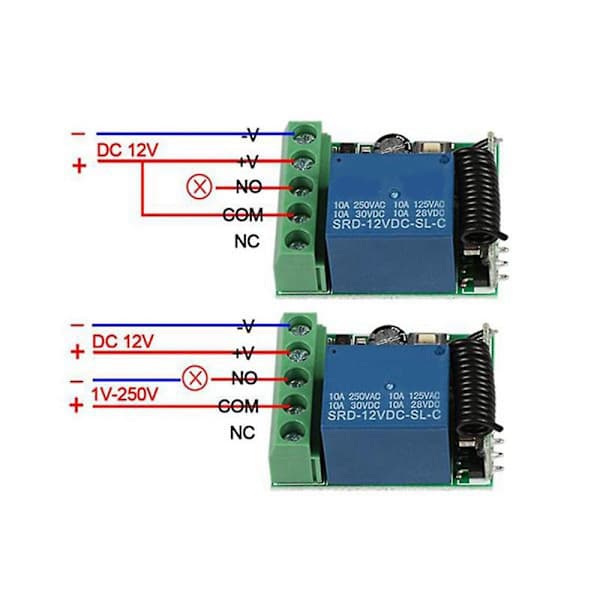 DC 12V Single Channel Relay Module, Universal Wireless Switch, RF Relay Receiver + 2 Remote Controls (FMY) Photo Color