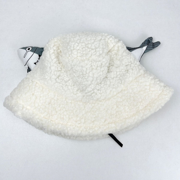 Fuzzy Bucket Hat för Kvinnor och Män - Luddig, Söt Bucket Hat för Vinter, Varm Plysch, Fiskehatt, Fluffig Sherpa, Rolig Hatt Fish-white