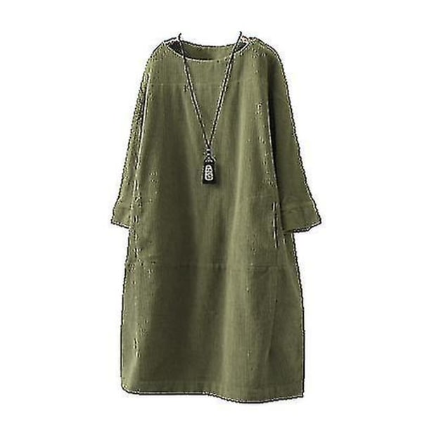 Urban Casual A-linje kjole med rund hals for kvinner grass green l