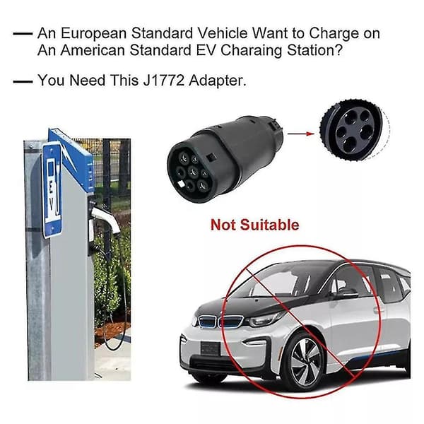 Evse Ev Adapter 32a J1772 Type 1 Til Type 2 Plugg Ev Adapter, Elektriske Biler Kjøretøy Lader Lading