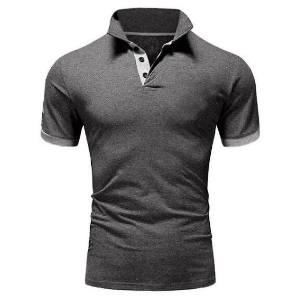 Kortærmede poloshirts til mænd Golfoverdele Bluse Sommer Casual Workout T-shirt T-shirt Dark Grey And Light Grey 3XL