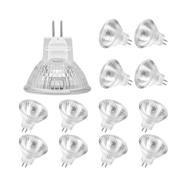 Mr11 halogenpærer (pakke med 12), Gu4 halogenlampe 12v 20w, Mr11 Gu4 dimbar pære glassdeksel for taklys, 2 pins halogenpære 2700k varmhvit -