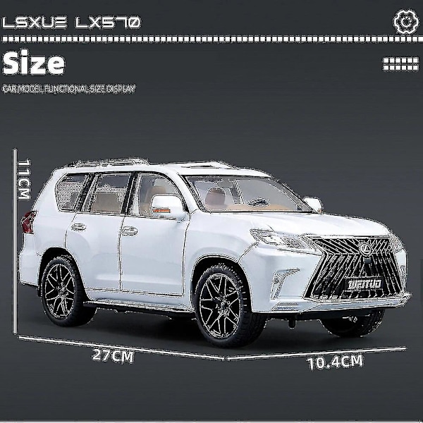 1/18 Lexus Lx570 Suv Sport Leluleluauto Diecast Metallimalli Miniatyyri Vetopalautus Ääni Valot Ovet Avattavat Keräilylahja Lapsille