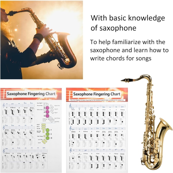 Sax Beginner Guide Saxophone Fingering Chart Juliste ， Tuuli- ja puupuhaltimet Saksofonin sormikaavion perusopas Harjoitusten vertailu