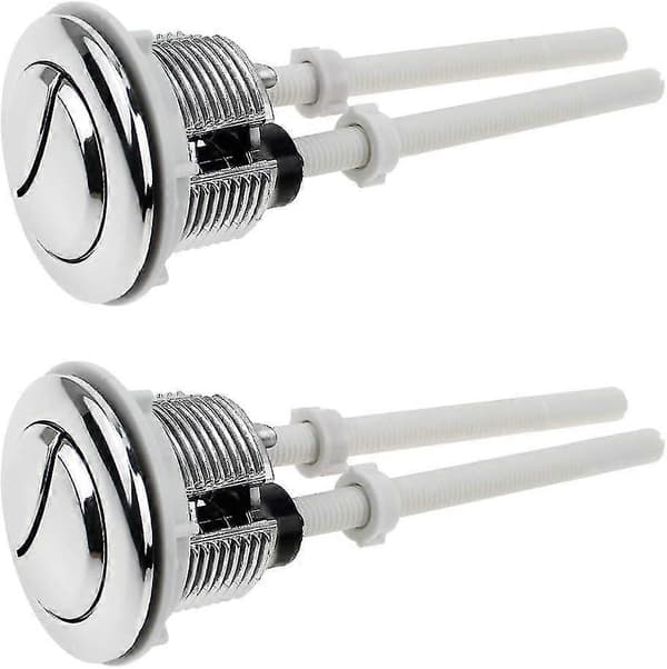 2 stk. toalett trykknapper dobbel spyleknapp 38 mm standard krom sølvbelagt WC sisternknapper