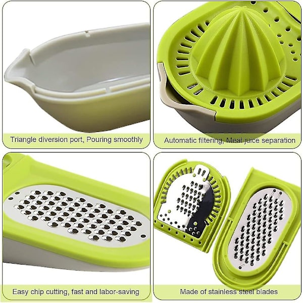 Plastisk manuel citruspresser, plastisk manuel appelsinpresser, plastisk manuel citronpresser til citroner, appelsiner, grøntsager eller limefrugter, manuel ostrivejern til ch