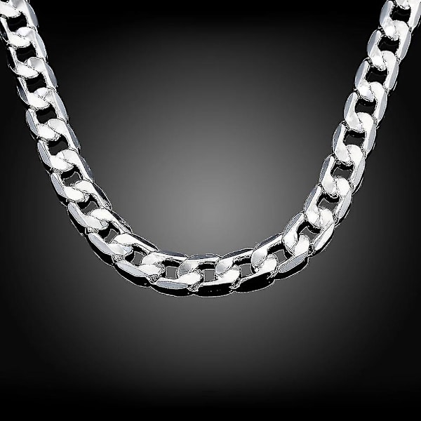 925 Sterling Silver Halsband för mäns 20/24 tum Klassisk 8 mm kedja Lyxsmycken Bröllop Julklappar 60cm 24inches