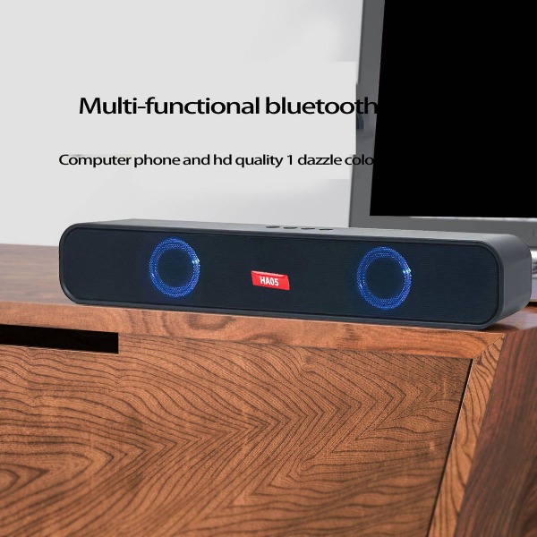 Rgb højttaler Bluetooth Sound Bar Trådløs Usb Aux Wired Hifi Stereo Velegnet til Monitor Pc Mobiltelefon black