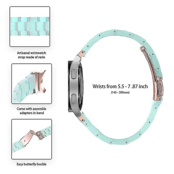 Til Samsung Galaxy Watch 5 40 mm / 44 mm / Watch 5 Pro 45 mm Resin urbånd i rustfrit stål med spændearmbånd Green