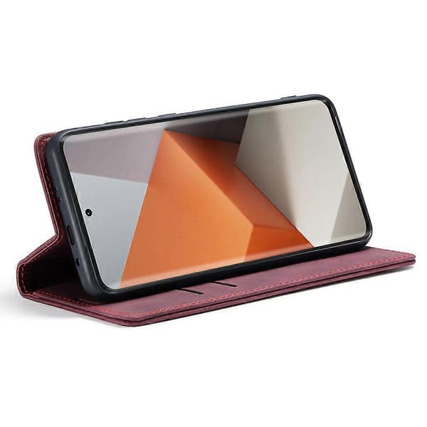 Plånboksfodral i Läder med Ställ för Xiaomi Redmi Note 13 Pro+ 5G Red