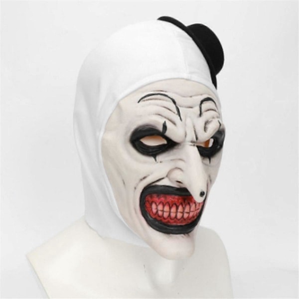 Halloween Terrifier Mask Clownmask Läskig Joker Kostym Halloween Horror Krypande Mask för Vuxna Män Kvinnor White