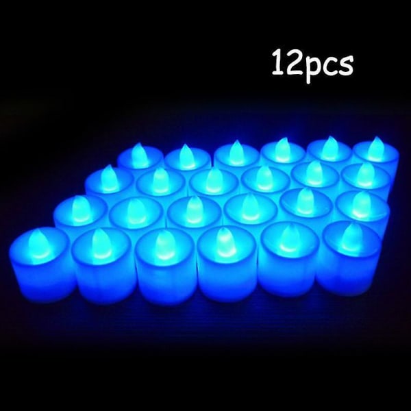12/24/36/48 stycken Plastljus Gult ljus Power Led Flameless Elektroniska värmeljus Lampa för utomhusbruk 12pcs blue