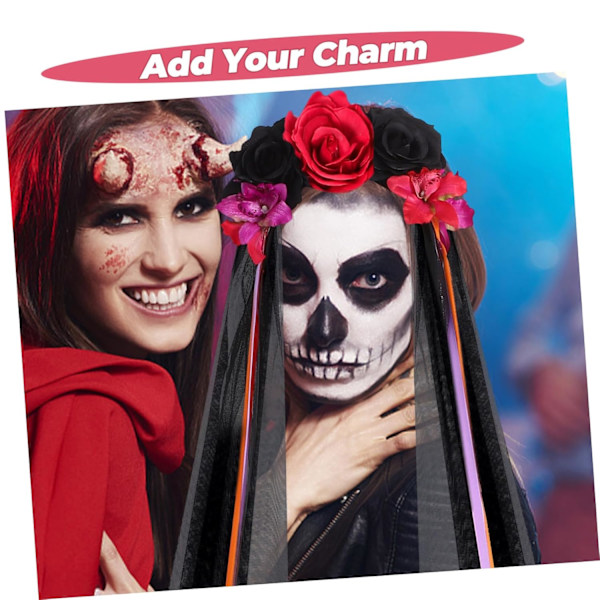 Halloween Hodeplagg Halloween Slør Rød Hodebånd Halloween Hårbånd Halloween Hodebånd Dødedag Hodeplagg Sjal Hodebånd