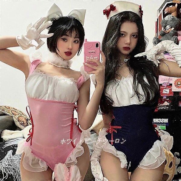 Naiset Seksi Alusasu Bodysuit Prinsessa Neito Asu Kawaii Vetoketju Avaa Tiedosto Merimies Cosplay Puvut Eroottinen Opiskelija Asu Blue