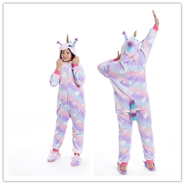 Unisex Børne Dyrekarakter Kostume Pyjamas Cosplay Lys Lilla Kærlighedshjerte Pyjamas 100