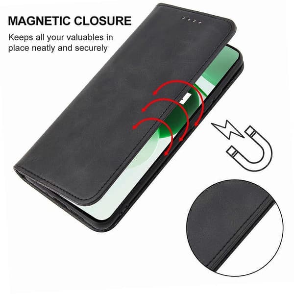 Magnetiskt läderfodral för Realme C35 Black