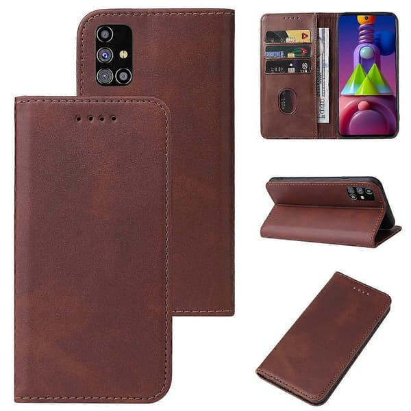Magnetisk læder telefoncover til Samsung Galaxy M51 EU Version Brown