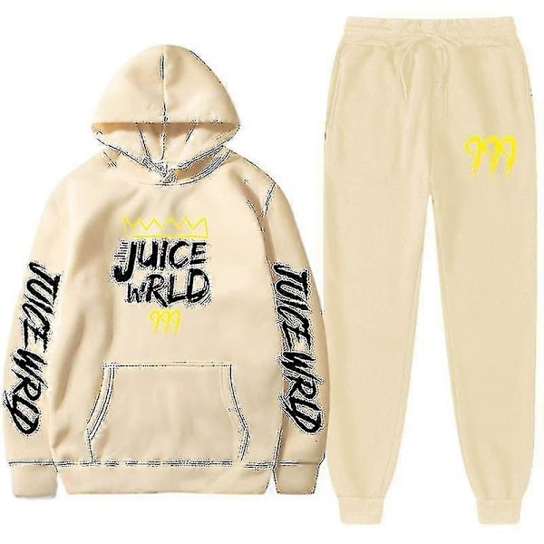 Ny Juice World Hoodie Suit Sweatshirt + Joggingbyxor Juice Wrld Trap Rap Rainbow Tomography Juice Wrld Khaki 1 M