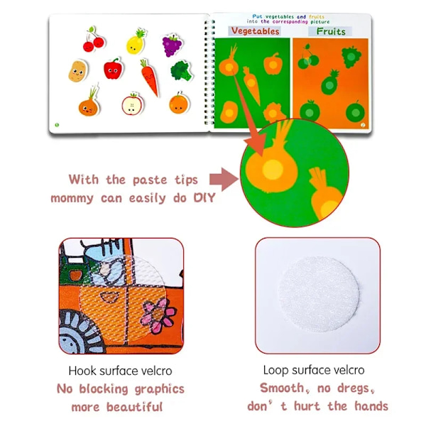 Montessori Baby Sheet Set, Quiet Book, Cover, Materials, Toys, Stickers A