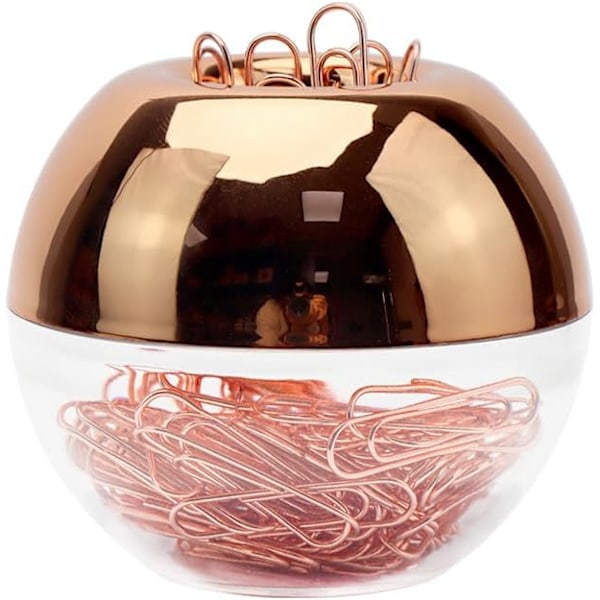 NatSumeBasics Magnetpappersklämma Hållare 100 Guld Papperklämmor i Söta Papperklämma Dispenser för Kontorstillbehör Tillbehör Skrivbordsorganisatör (Marmor) Rose Gold