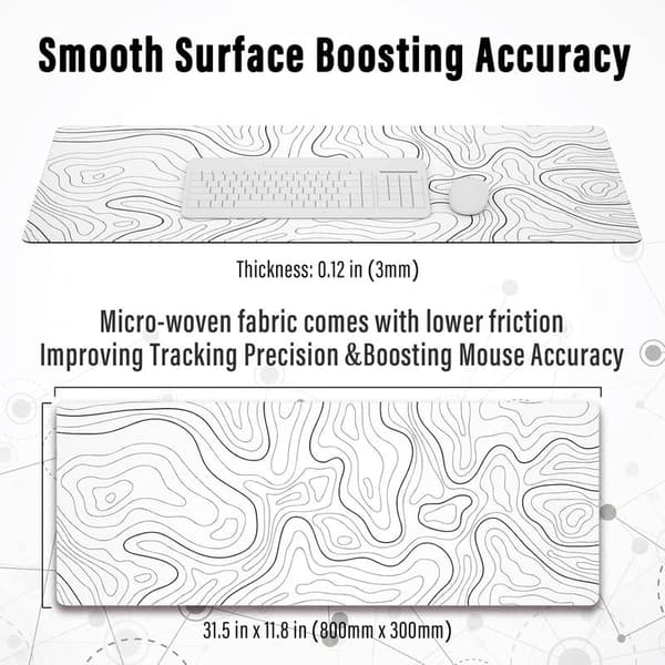 Large Gaming Mouse Pad with Stitched Edges and Non-Slip Backing
