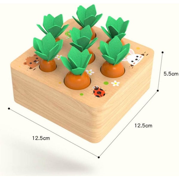 Montessori Legetøj 1 År Gammel, Trælegetøj til Børn Sorteringsspil Puslespil Pædagogisk Legetøj Fødselsdag Babygave (Gulerod Legetøj) Carrot Toy