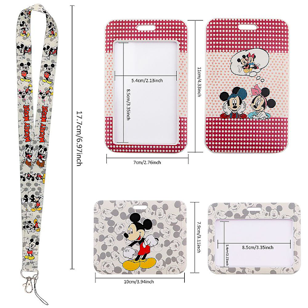 Disney Mickey Minnie Mouse Söt tecknad film Lanyard Arbets- och skolidentitetskort Halsband Barnpresent A