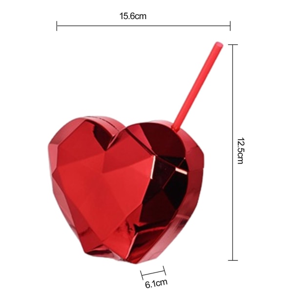 Tyuhe 600 ml hjerteform stråkopp Galvanisering av cocktailglass Flash Discoballkopp med sugerør Drikketøy Festbardekor