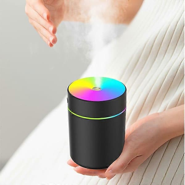 USB-luftfuktare med färgskiftande LED-ljus, bärbar 6.09oz aromdiffusor, 1-pack, för sovrum bil sovsal, USB-driven (batteri ingår ej) White