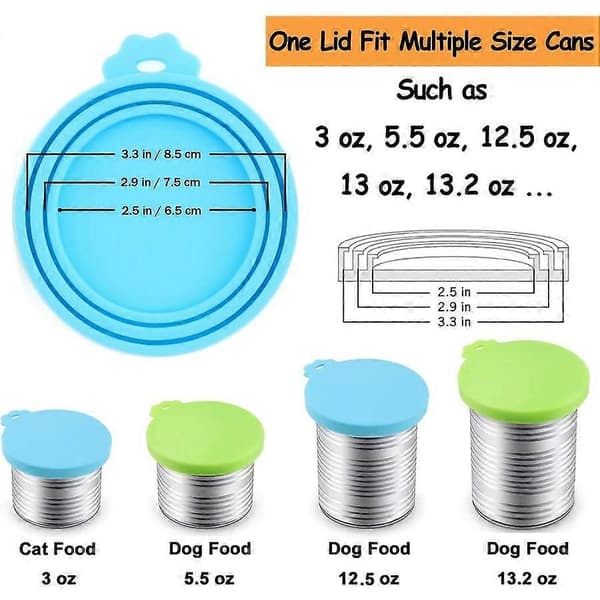 Låg til foderdåser og skesæt, universelle silikoneovertræk til standard hunde- og kattefoderdåser, tåler opvaskemaskine, 2 låg + 1 ske Gray 2 Lids 1 Spoon