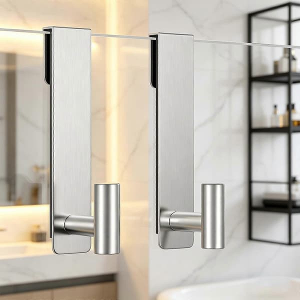 Sæt med 2 universelle bruseforhængskroge holder flere genstande robust konstruktion let at justere sølv Silver