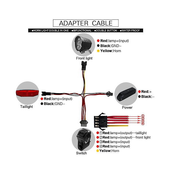 Ebike Switch Dk240 Qd168 etuvalolla Dr001 takavalon varoitusvalot suuntavilkut Horn Ebike Acces Black