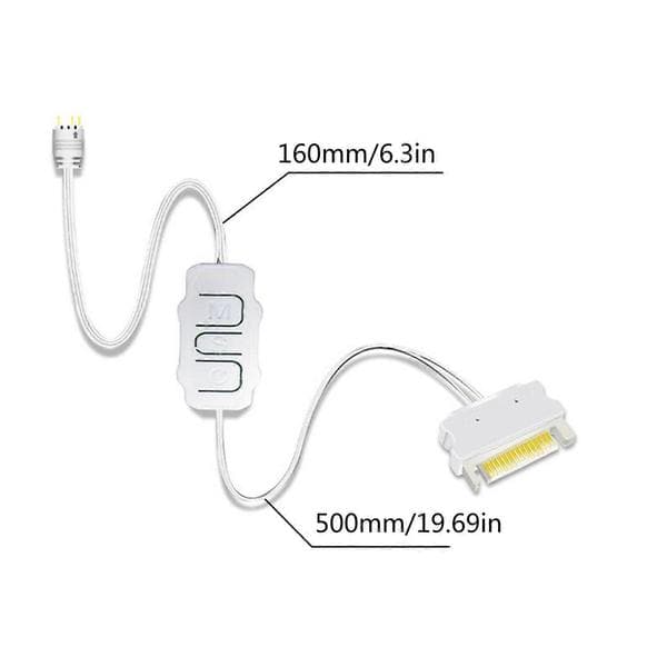 5V 3PIN ARGB-controllere SATA til bundkort 5V ARGB-lysbånd Lysplade RGB-synkroniseringscontrollere White