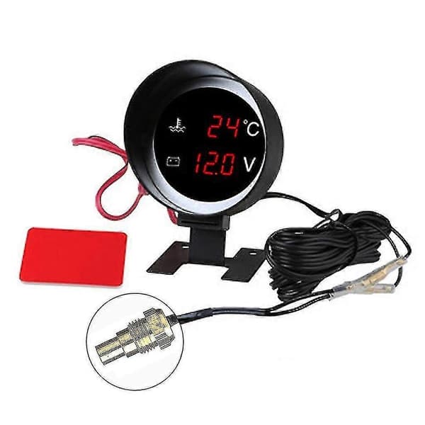 Bilmotor Vanntemperatur Voltmeter Måler med 8-21mm Sensor Red letter 16mm sensor head