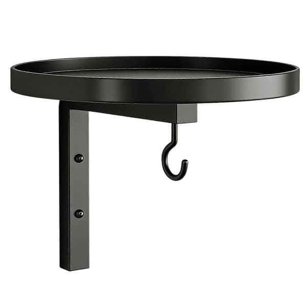 Fuglefoderbakke i metal til udendørs brug, sort, vægmonteret fuglebad med ophængsbeslag til haven A