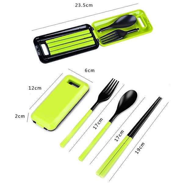 Nya hopfällbara reseserviser Set Bestick Gaffel Ätpinnar Set för barn Bento Lunchbox Blue
