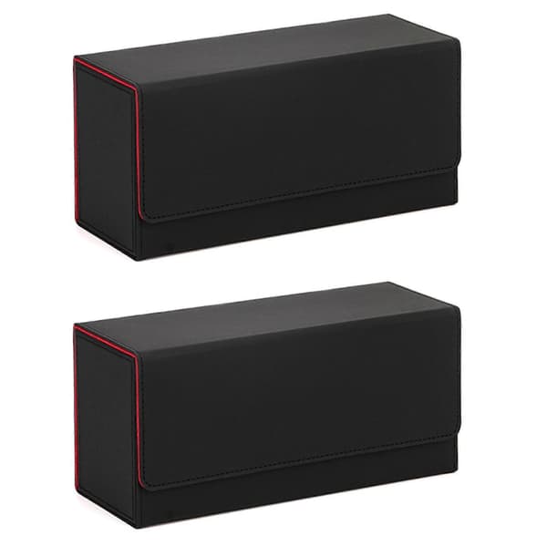 2X Kort Toploader Oppbevaring, Samlekort Holdeboks for 300+ Kort Top Loader for Magic Cards Baseball Samlekort Black&red