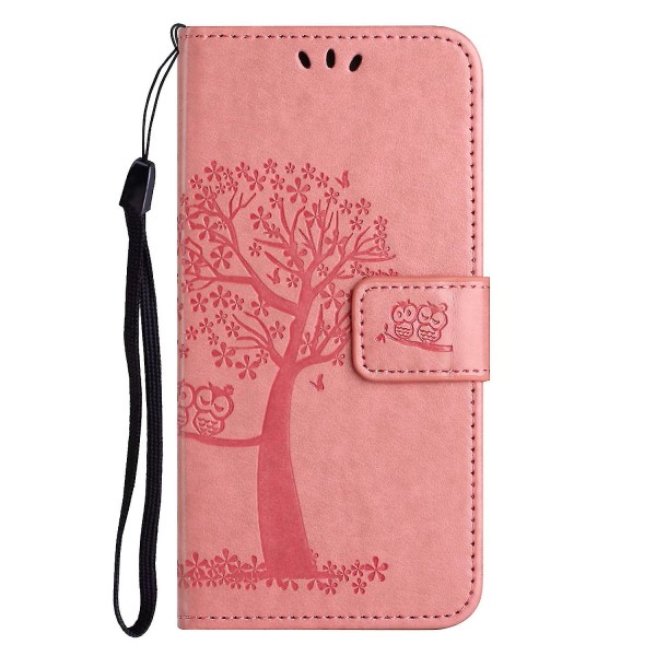 For Honor X6a 4g Owl Tree painettu Pu-nahkainen case Täysin suojattu puhelimen cover Pink