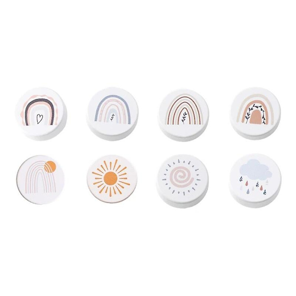 8kpl Pyöreä Puinen Laatikon Nuppi Sarjakuva Eläin Sateenkaari Pilvi Dresser Nuppi Baby Kaappi Huonekalu Vetokahvat Ruuveilla 8Pcs Rainbow