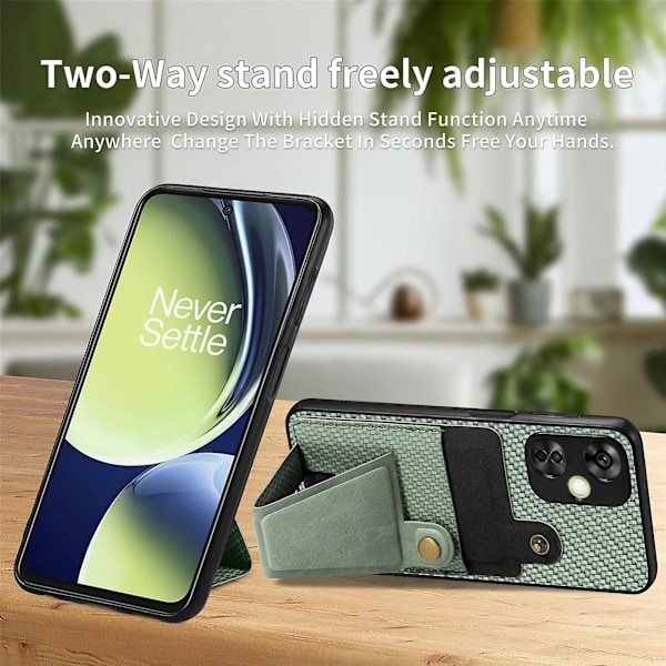 Carbonfiber-tegnebogs-telefonetui til OnePlus Nord CE 3 Lite Green