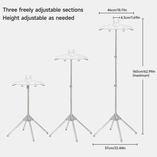 Steamer Stand - Folde Teleskop Tøj Dampholder Holder, Bøjle Til Dampning af Tøj, Damp Stativ Til Tøj Gray