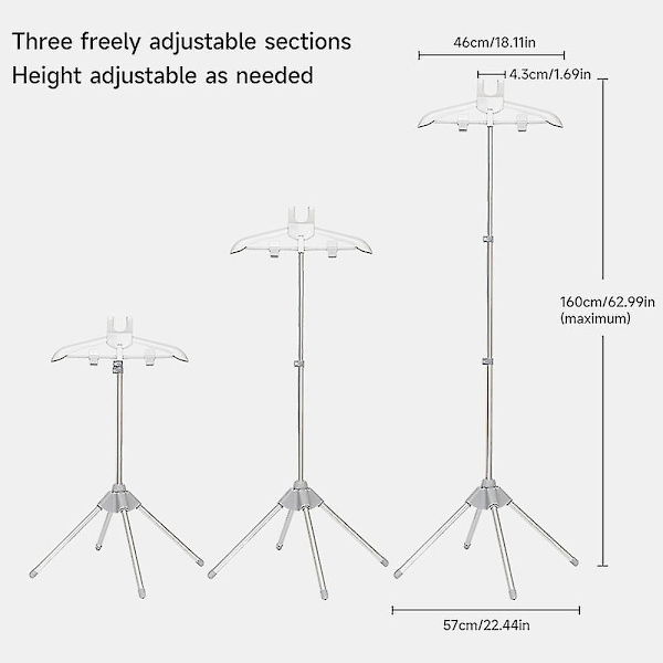 Steamer Stand - Folding Telescopic Clothing Steamer Holder, Oppheng for damping av klær, dampstativ for klær Gray