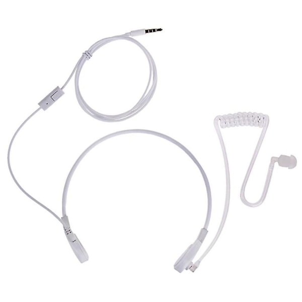 3,5 mm Hals Mic Headset Covert Acoustic Tube Fbi øretelefon for telefon Android White