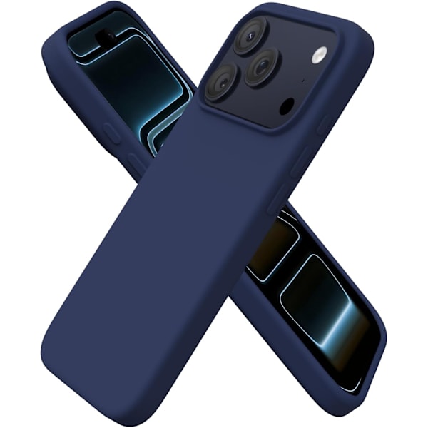 iPhone 17 Pro Case, Premium Liquid Silicone Case, Soft Rubber, Scratch-Resistant Microfiber Lining, Shockproof Protection, Dark Blue