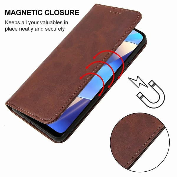 Magnetiskt läderfodral för OPPO A16s Brown
