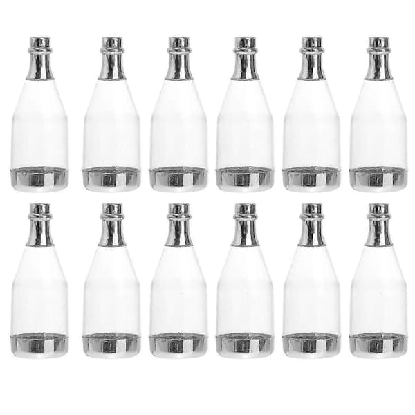 12 st champagneflaskor godisflaska låda duschfestfavoriter (transparent) Silver