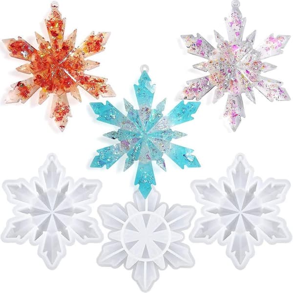 3D Snöblomma silikonform, DIY Jul Harts EPOXY Vinter heminredning 3 st