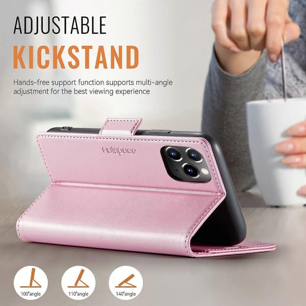 Retro Läder Plånboksfodral för iPhone 11 Pro Pink