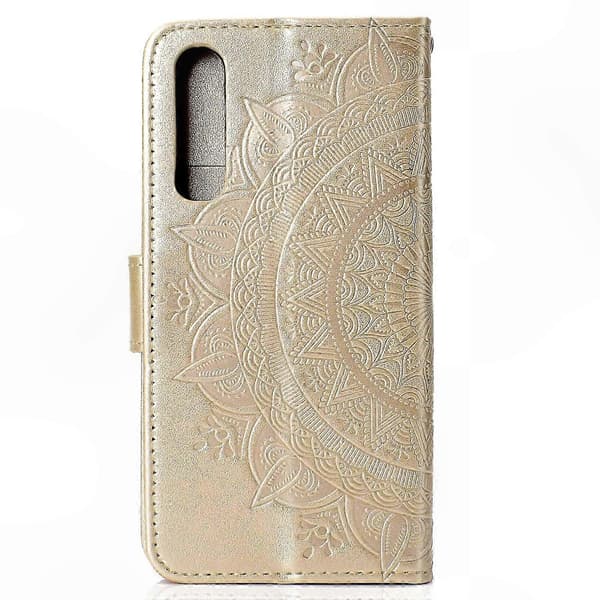 Mandala Blomster Plånboksfodral med PU-läder för Smartphone - Grått Skyddsfodral Gold